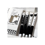 【Pico123】 4 Pcs Cute Retractable Pens Cartoon Gel Pens Pens Soft Grip Pens 0.5mm Black Ink Pen Aesth