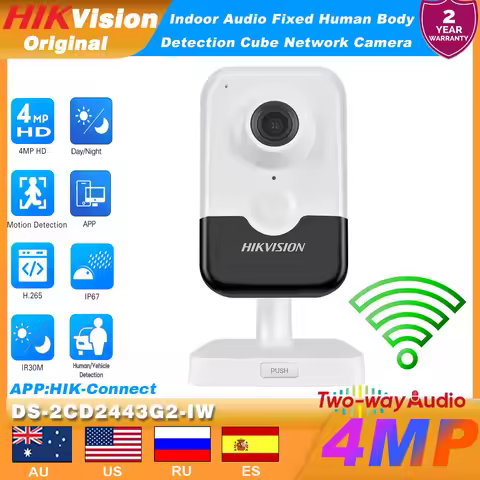 Hikvision DS-2CD2443G2-IW 4MP WIFI Cube POE IP Camera AcuSense Line Crossing Intrusion 2-Way Audio H