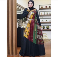 RR Gamis Kombinasi Batik//Gamis Terlaris Gamis Promo Terbaik Gamis Bahan Katun Batik Sinaran Polosan