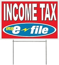 4 Less Co 18x12 Inch INCOME TAX E-FILE Yard Sign with Stake rb1s