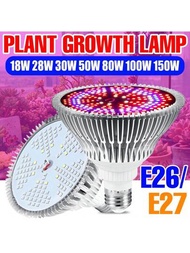 150瓦led植物生長燈泡e27 / E26全光譜ac85-265v專業栽培燈e14溫室帳篷 紅光藍光水培系統100w綠色植物補光燈uv Ir日光110v / 220v室內生長盒蔬菜水果盆栽幼苗生長照明花卉種子 多肉植物苔蘚鋁18w / 28w / 30w / 50w / 80w