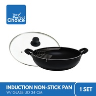 The Perfect Choice Induction Non-stick Wok Pan with Lid 34cm