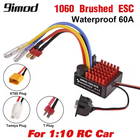 9IMOD 1060 RTR 60A ESC Brushed Electronic Speed Controller 2-3S LiPo Waterproof BEC 6V3A for 1/10 Ax