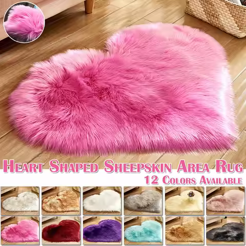 Heart Shaped Faux Fur Rug Bedroom Fluffy Shaggy Area Rugs Sheepskin Fuzzy Rug Carpets Throw Shag Rug
