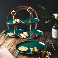 [corntoz]Luxury Ceramic Multi Layers Afternoon Tea Plate Hi-Tea Fruit Dish Plate Scone Plate Pinggan