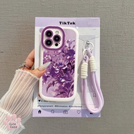For OPPO A5i A3X A12 A38 A5Pro A57 A16 A15 A7 A5s A17 A18 A95 Purple Lily Case+Lanyard