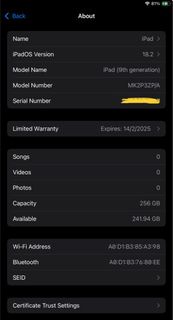 iPad 9 256g 有保養至 14/02/2025