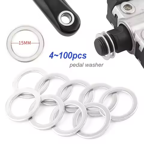 4~100pcs Pedal Washers MTB Road Bike Pedal Spacer Stainless Steel Ring Washer for 9/16 Pedal 15mm Ga