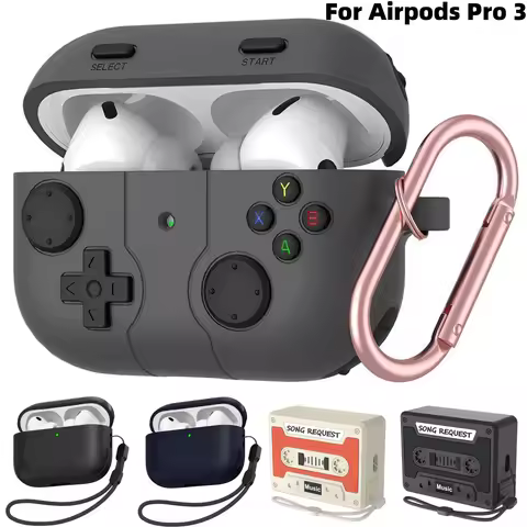 New Case for AirPods Pro 3 Cool Game Console Design Shockproof Protective Cover with Lanyard for App