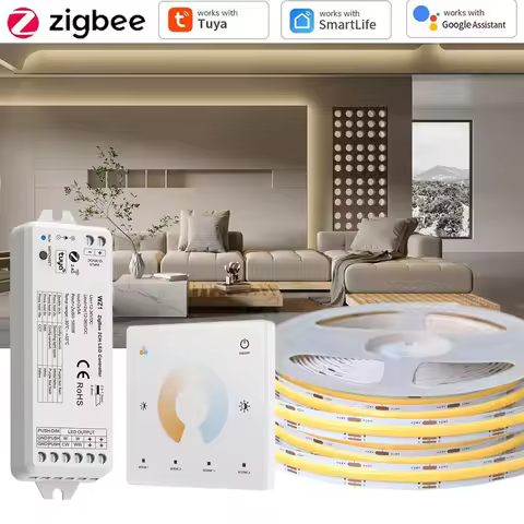 10M 20M Tuya Zigbee 3.0 COB CCT Led Strip Dual White Room Light 2700-6500K RF Dimming Touch Remote f