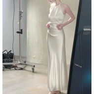 Niao Niao Nữ Thanh Lịch Đế Quốc Eo Giảm Béo Ôm Body Đầm Pháp Rèn Gấp Đến Mắt Cá Chân Không Tay Vải X