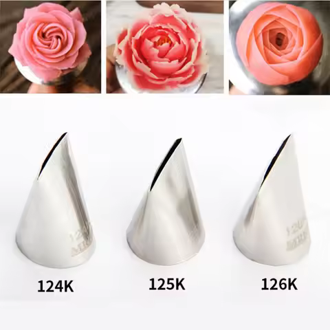 #124K#125K#126K 3pcs Rose Petal Pastry Nozzles Stainless Steel Nozzle Set DIY Icing Piping Tips Cupc