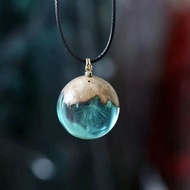 絮、手工樹脂與天然木吊墜、蒲公英項鍊、夜光飾品、自然風格禮物