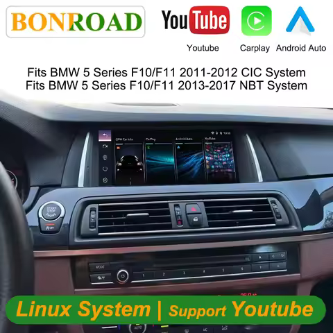 BONROAD 10.25" Linux Touch Screen Car Stereo for BMW 5 Series F10 F11 2011-2017 CIC/NBT System, Wire