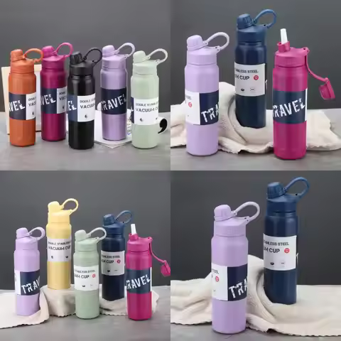 840ml Macaron Style Dynamic Sports Water Bottle Large Capacity Insulated Cup Stainless Steel Vacuum 