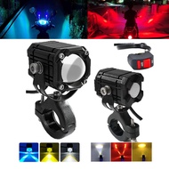 60W Tricolor Mini Driving Light Motorcycle Spot Light Auxiliary LED Light Projector Light Motorcycle