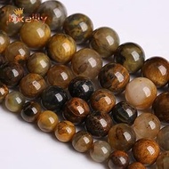 Davitu Natural Yellow Pietersite Stone Beads Round Loose Spacer Beads for Jewelry Making DIY Bracelet Necklace 4 6 8 10 12mm 15" Strand - (Color: Pietersite Stone, Item Diameter: 6mm 59 to 63pcs)