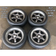 USED RIM TE37 16 INCH WITH TYRE 195/50/16 FOR MYVI ALZA WIRA VIOS YARIS HATCHBACK JAZZ CITY