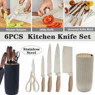 Kitchen Knife Set 6 PCS Professional Knife Set with Universal Knife Block Super Sharp Knife Set Stai