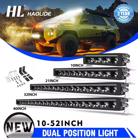 HL Dual DRL Led Light Bar 10inch-52inch Hood Reflector 6000K LED Driving Light 6500K+3000K DRL For 4