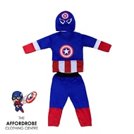 Captain America Kids Costume Set Shirt Pants Mask Cosplay Superhero Halloween/Baju Captain America Budak Kostum/孩童美国队长服装