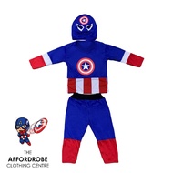Captain America Kids Costume Set Shirt Pants Mask Cosplay Superhero Halloween/Baju Captain America B