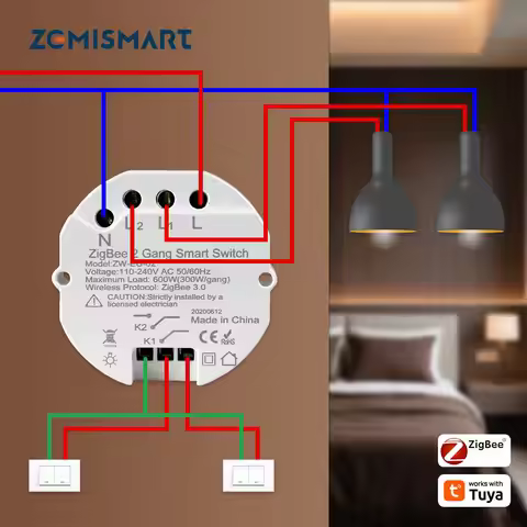 Zemismart Zigbee Mini Switch 1 Gang 2 Gangs Inline Module App Remote Control Work with Tuya Zigbee H