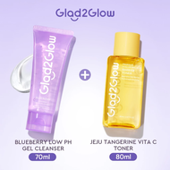 Glad2Glow 2 In 1 Skincare Set Cleanser+Toner Brightening/Repair/Anti Acne 2pcs Makeup Facial Wash Cl