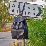 特大號真皮背包，學院背包，黑色真皮背包手工製作