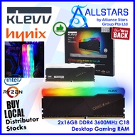 (ALLSTARS : We are Back / DIY Memory PROMO) KLEVV 32GB (2x16GB) KLEVV CRAS X / Cras-X RGB DDR4 3600MHz CL18 RAM Kit / Gaming Deskop RAM / Long DIMM / ARGB / 2pieces KIT (KD4AGUA80-36A180X) (Warranty Ltd Lifetime with Tech Dynamic)