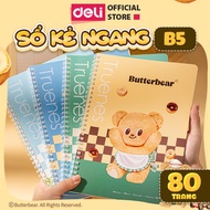 Sổ Lò Xo Deli BUTTER BEAR A5 80 Trang Giấy Kẻ Ngang Chống Lóa Deli - Sổ Tay Ghi Chép Gáy Xoắn Sổ Vở