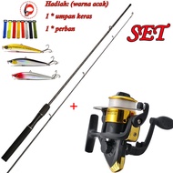 1 Set Spining Fishing Set 1.65m/1.8m/2.1m joran pancing UL/L/ML Spinning Fishing Rod 2 Sections and