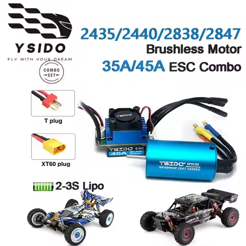 2435/2440/2838/2847 Brushless Motor 35A/45A ESC Combo for Wltoys 124016 Remo Hobby XLH Timaya Redcat