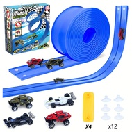 Flexible Race Track Children Toys DIY Double-track Racing Car Ramp Track Compatible 4/5M Cars Portab