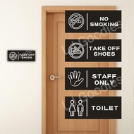 Minimalist Signage Sticker / Stiker Pelekat Tanda / Waterproof Sign Toilet No Smocking Staff Shoes L