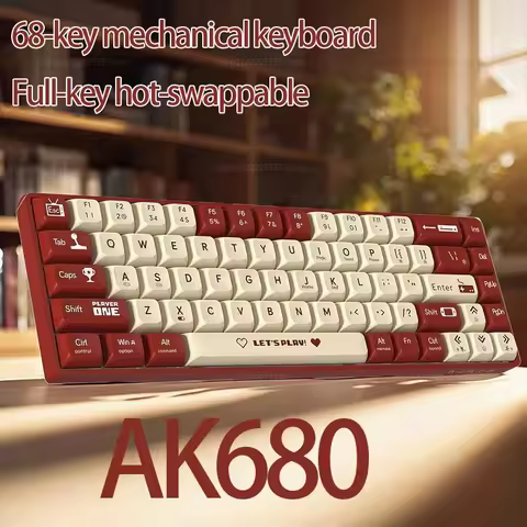 AK680 Gaming Mechanical Keyboard ABS Keycap 68 Keys Wired Wireless Bluetooth Keyboard Hot Swap Custo