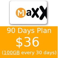 M1 Maxx $36 90 Days Plan (100GB every 30 days) Top Up / Recharge / Renewal