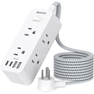 Power Strip Surge Protector, BESHON 5Ft Extension Cord, 6 Outlets with 4 USB Ports (2 USB C Outlet),