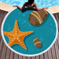 Holiday Starfish Round Bath Towel Shower Portable Swimming Travel Towel Quick Drying Beach Towels For Outdoor Yoga Mat