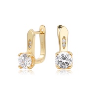 S925 Silver 18K Gold Plated Moissanite Earrings Round Cut Four-Claw Leverback Huggies Anti-Allergic 