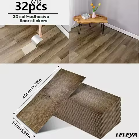 Thicken Wood Grain Floor Sticker Industrial Cement PVC Vinyl Floor Sticker Self-adhesive Waterproof 