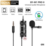 BOYA BY-M1 Pro II Upgrade 3.5mm Clip-On Lavalier Condenser Microphone 3.5mm TRRS Jack Smartphone Tablet Laptop PS4 Skype YouTube Recording Podcasting and Interview for iPhone Android &amp; Windows Smartphones（6M）