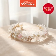 Korean Style Floral Hairband - Cute Princess Accessory with Ribbon, Clip, and Birthday Crown