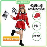 Car Racing Costume for Kids Girls Career Guidance Stage Show Halloween Red Jacket Skirt Top Full Set
