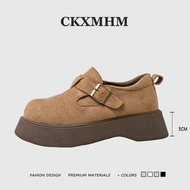 CKXMHM 34-40 Women's Thick-Soled Leather Lofers Casual Slip Ons