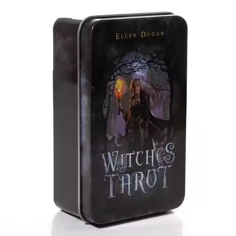 10.3*6cm Witches Tarot In A Tin Metal Box Tarot Deck with PDF Guide Book Divination Fate Cards