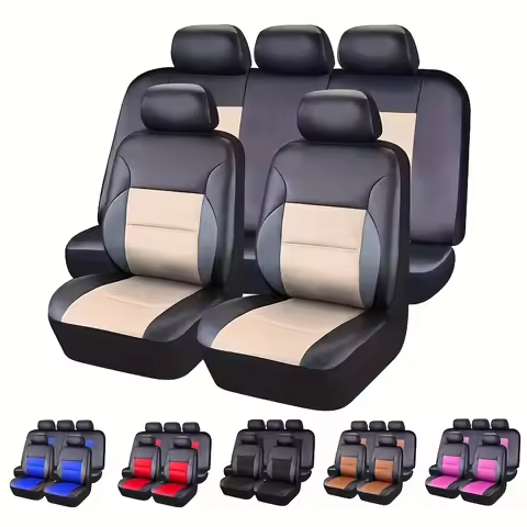 Universal PU Leather Mesh Car Seat Covers Full Set for Skoda Karoq BMW X6 G06 Chevrolet Spark Golf 5