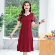 2023 Summer Middle-aged Elderly Mother Chiffon Dress Women's Mid-length Mother's Dress Large Size Sh