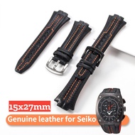 Genuine Cowhide Leather Watch Straps for Seiko Sportura SNL029P2 SNL021P1 SNA595P2 SNL017P1 Watch Band 15X27MM Bracelet