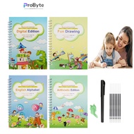 4 Book Magic Children 3D Copybook For Calligraphy Number English Handwriting Books Learning Math Wri